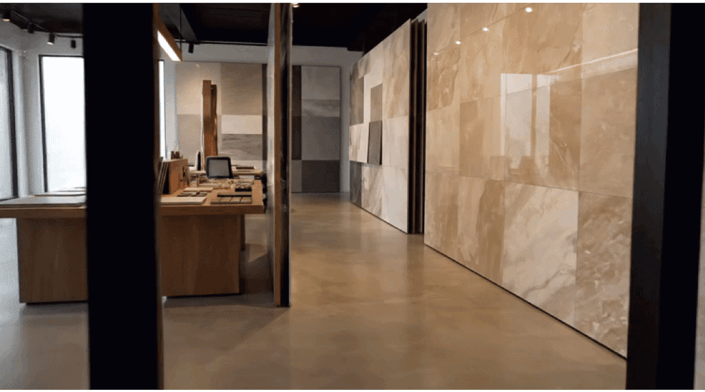 Elegant porcelain tiles showroom display